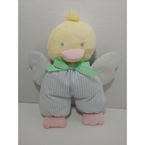 Eden Chick duck Baby plush rattle blue striped pink feet yellow head green bow